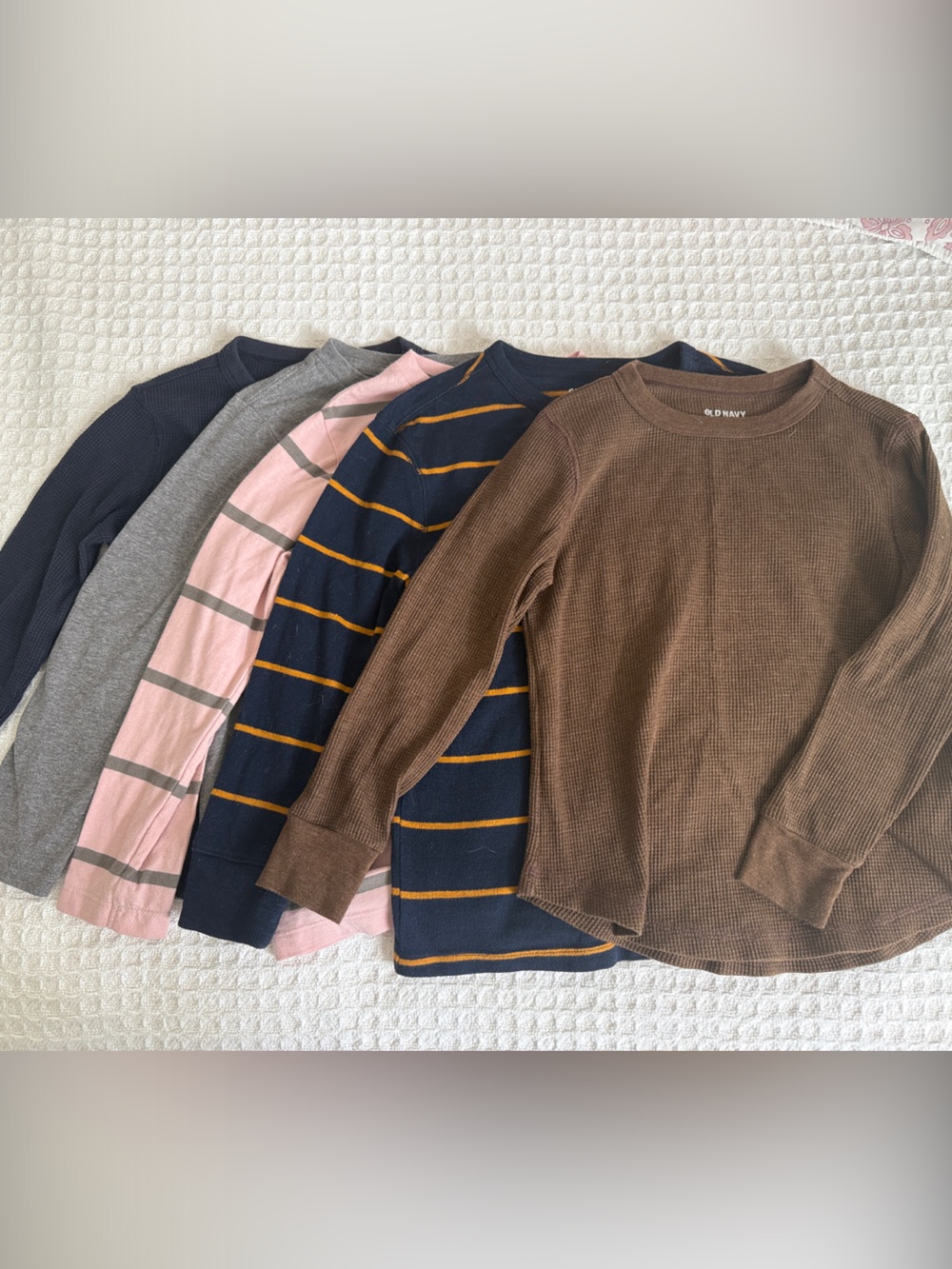 Old Navy Cozy Mixed Knit Long-Sleeve Shirt Bundle - Brown, Navy, Pink, Gray